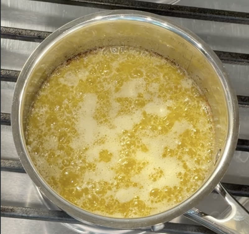 Melted butter bubbling in a pan